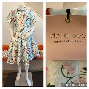 ❣️🆕Della Bee Floral Print Sateen Dress with Collar & Short Sleeves❣️